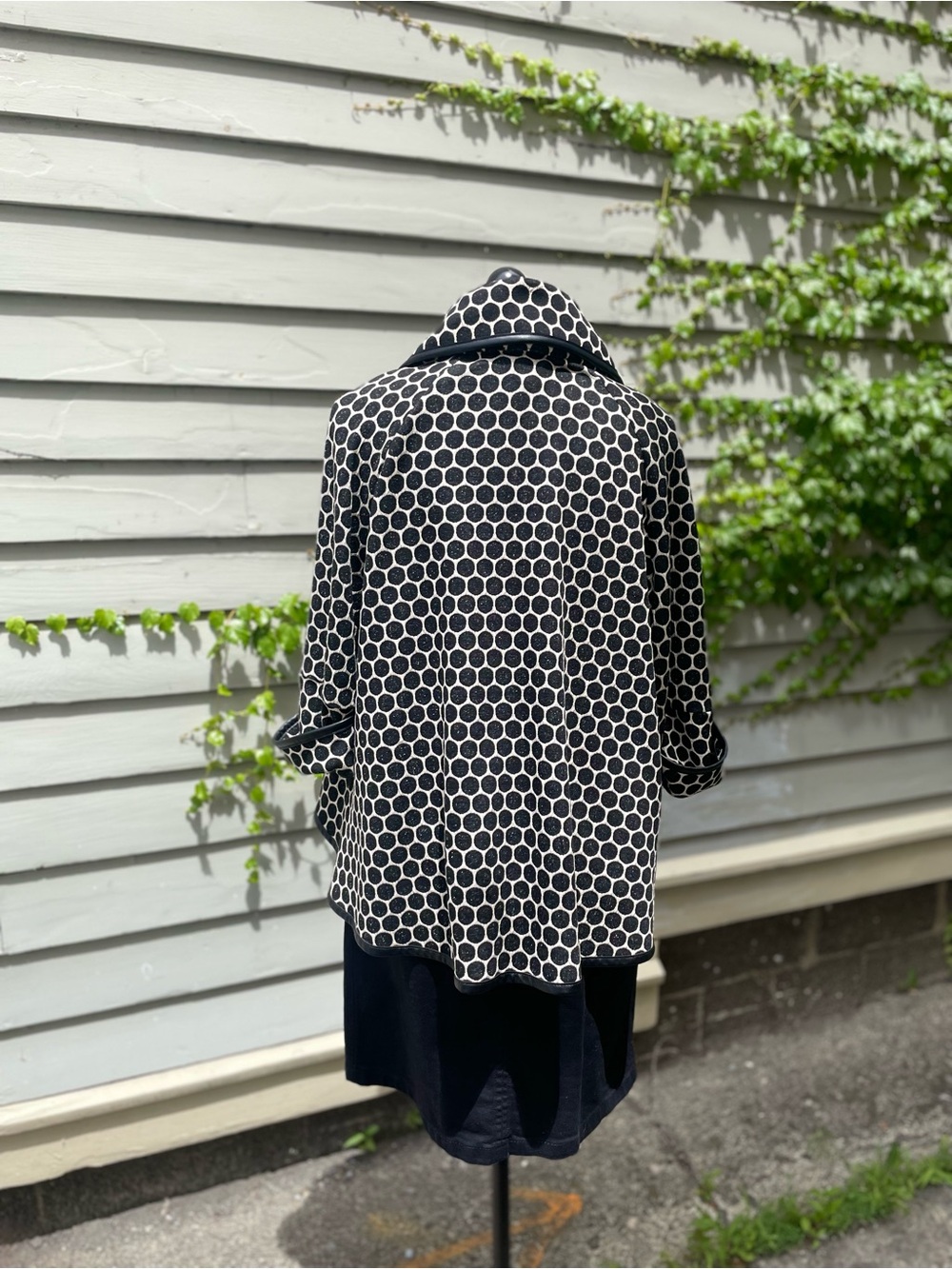 Joseph Ribkoff Black and White Polka Dot Shawl Collar Tunic - Picture 6 of 7